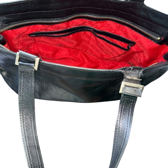 Ellen Tracy Black Genuine Leather Tote Shoulder Handbag Pocketbook Purse - Picture 10 of 16